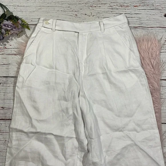 NWT Madewell White The Harlow Wide-Leg Pant in 100% Linen - Picture 5 of 11